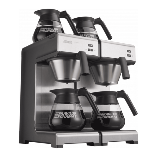 Mondo Twin Filter Coffee Machine 2 Brewing systems 4 decanters Stainless Steel - Pharaoh's Finest