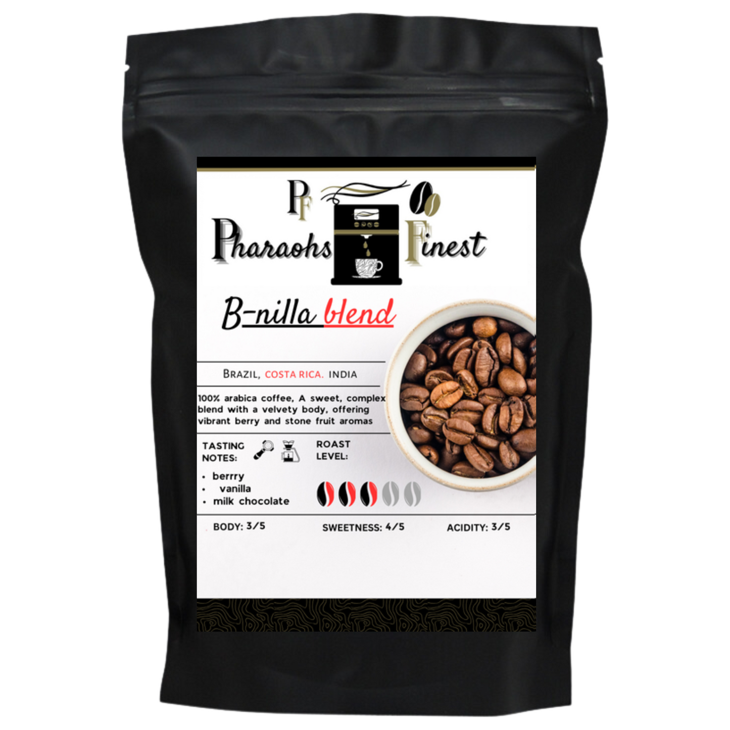 B-nilla blend 100%arabica coffee beans - Pharaoh's Finest